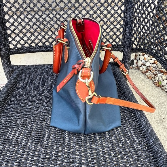 Dooney & Bourke Blue and Brown Shoulder Bag with Leather Trim - Picture 4 of 6